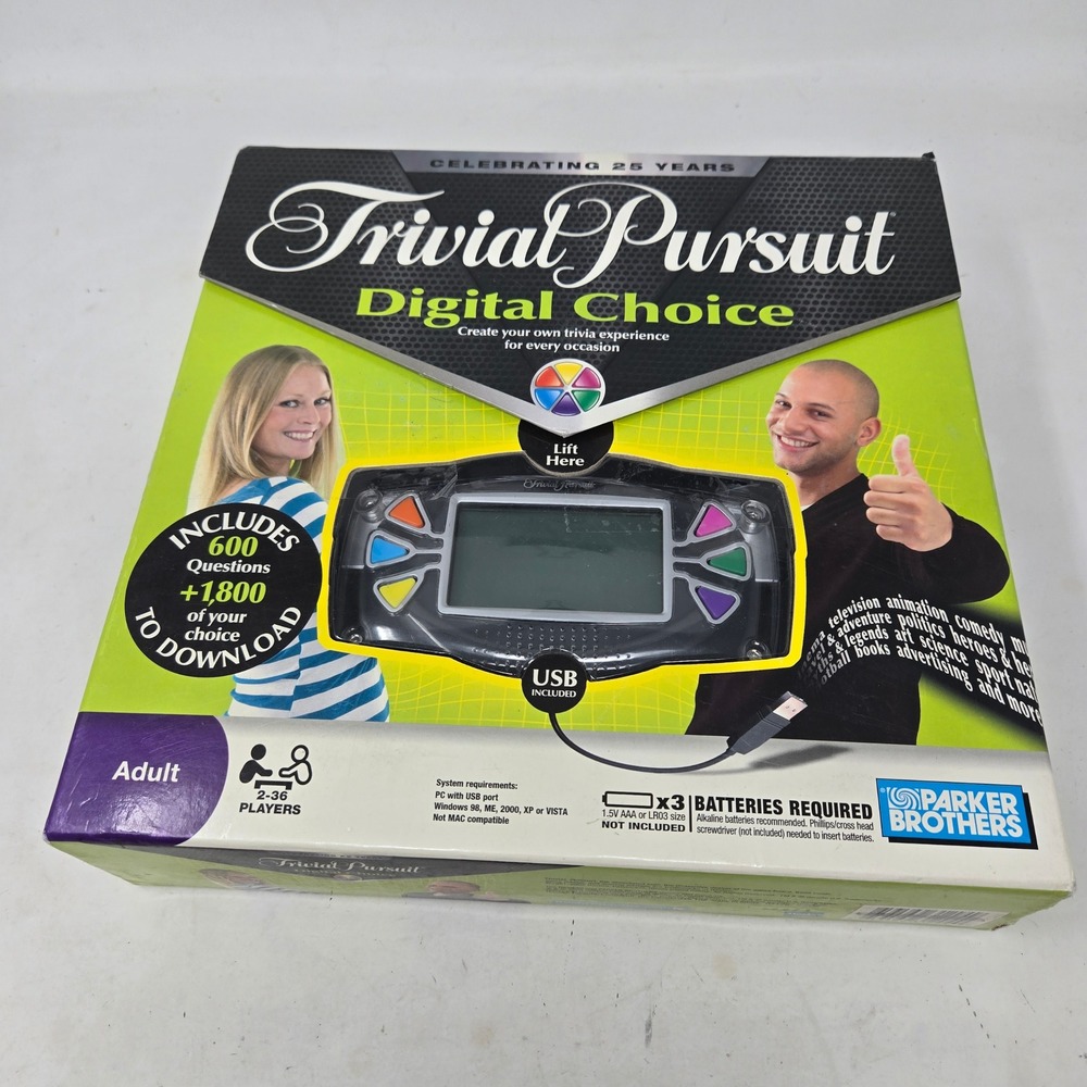 Trivial Pursuit Digital Choice Board Game 25th Anniversary Parker Brothers Adult